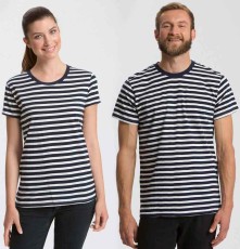 Męski dopasowany T-shirt organiczny w paski