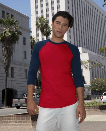 T-shirt baseball AMERICAN APPAREL® z rękawami 3/4 unisex