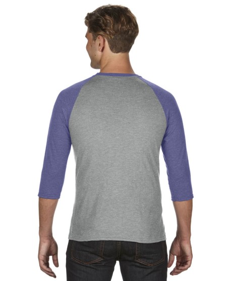 Męski T-shirt baseball ANVIL® Tri-Blend z rękawami 3/4