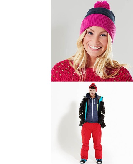 Dwukolorowa czapka z pomponem BEECHFIELD® Snowstar Dwukolorowa czapka z pomponem BEECHFIELD® Snowstar