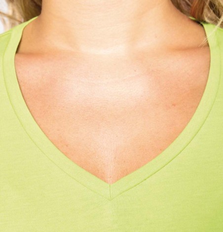 Damski dopasowany T-shirt V z długimi rękawami