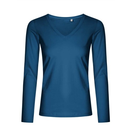 Damski T-shirt z dekoltem V z długimi rękawami Damski T-shirt z dekoltem V z długimi rękawami