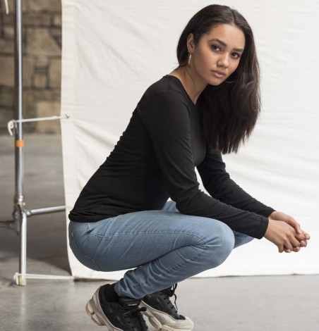 Damska koszulka Tri-Blend z długimi rękawami