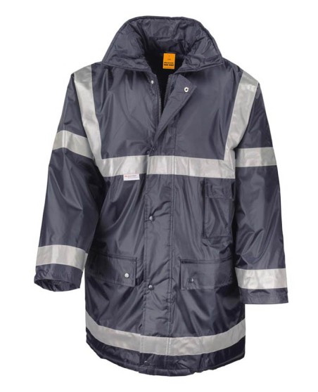 Przeciwdeszczowa długa ocieplana kurtka odblaskowa RESULT® unisex Przeciwdeszczowa długa ocieplana kurtka odblaskowa RESULT® unisex