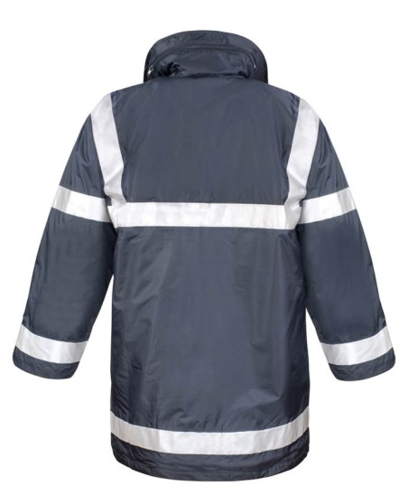 Przeciwdeszczowa długa ocieplana kurtka odblaskowa RESULT® unisex Przeciwdeszczowa długa ocieplana kurtka odblaskowa RESULT® unisex