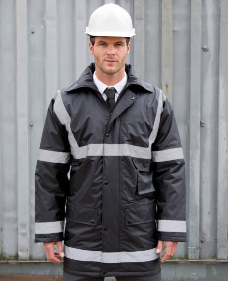 Przeciwdeszczowa długa ocieplana kurtka odblaskowa RESULT® unisex Przeciwdeszczowa długa ocieplana kurtka odblaskowa RESULT® unisex