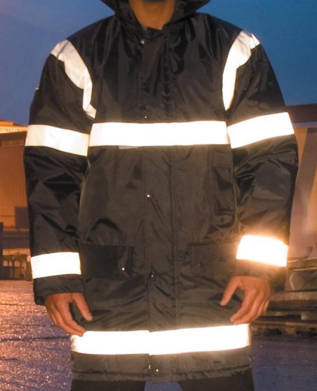 Przeciwdeszczowa długa ocieplana kurtka odblaskowa RESULT® unisex Przeciwdeszczowa długa ocieplana kurtka odblaskowa RESULT® unisex