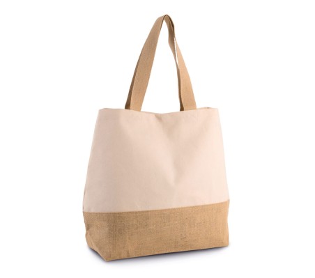 Bawełniana torba na zakupy z podstawą z juty KIMOOD® Bawełniana torba na zakupy z podstawą z juty KIMOOD®