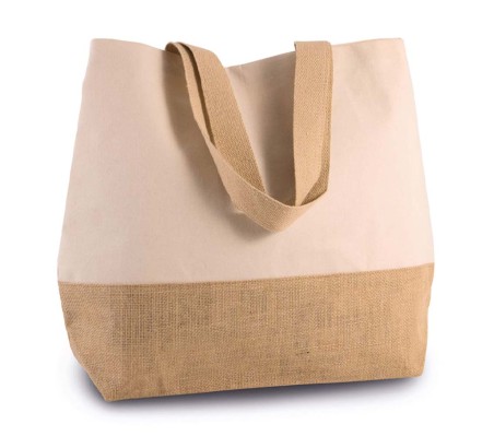 Bawełniana torba na zakupy z podstawą z juty KIMOOD® Bawełniana torba na zakupy z podstawą z juty KIMOOD®