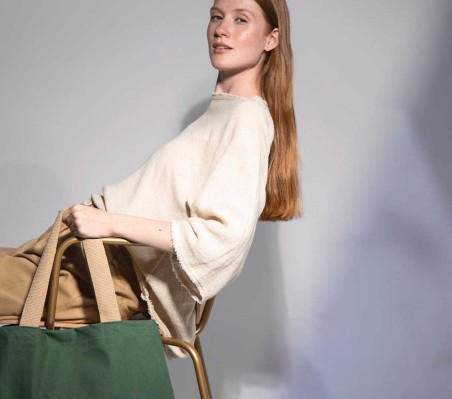 Bawełniana torba na zakupy z podstawą z juty KIMOOD® Bawełniana torba na zakupy z podstawą z juty KIMOOD®