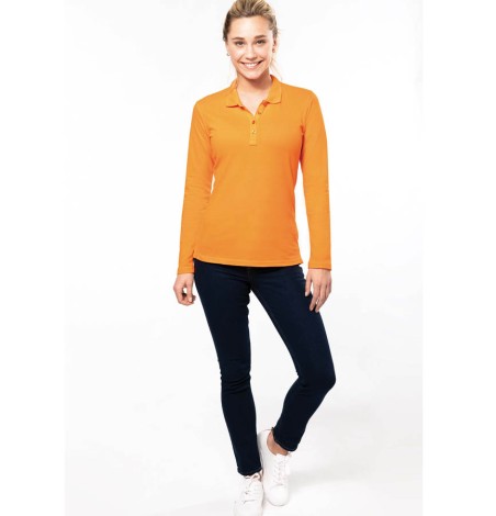 Lekka damska koszulka polo z długimi rękawami Lekka damska koszulka polo z długimi rękawami