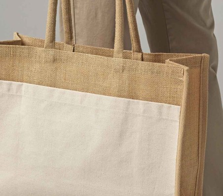 Duża torba z krochmalonej juty z kieszenią z bawełny WESTFORD MILL®