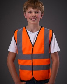 HI VIS 2 BAND &amp; BRACE CHILDREN WAISTCOAT HVW100CH 06.YO.3.583